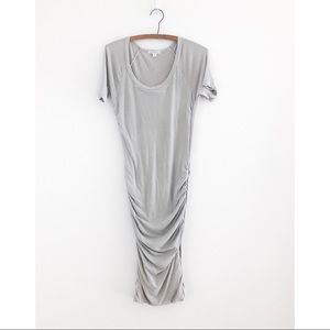 James Perse Pale Grey Cotton Knit Scoop Neck Knit Bodycon T-Shirt Dress size 3